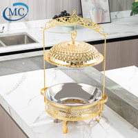 Ensemble de réchauds de buffet de luxe en acier inoxydable doré 4,5L/6L/8L avec couvercle suspendu