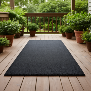 Tapis noir anthracite 6 x 36 pieds, qualité marine, avec support TPR, imperméable, pour usage extérieur et intérieur, maison, patio, véranda - Product Image 2