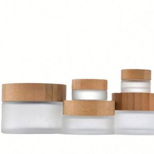 Glass Frosted Jar Bamboo Lid Screw Cap 100ml Cosmetic Skin Care Face <b>Mask</b> & <b>Eye</b> Cream Jars - Product Image 3