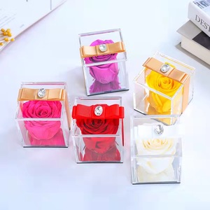 Wholesale Eternal <strong>Roses</strong> Mirror Design <strong>Single</strong> Real <strong>Preserved</strong> <strong>Roses</strong> in <strong>Acrylic</strong> Flower <strong>Box</strong> As Gifts - Product Image 2
