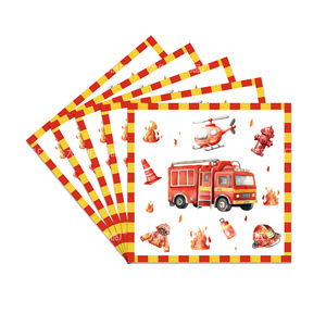 Watercolor <b>Fire</b> Truck Theme Paper Plates Disposable Birthday Party Tableware For Kids 2-4 Years - Product Image 3