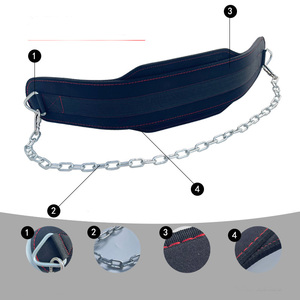 2026 Custom Logo Comfortable Gym Equipment Weighted Chain Waist Support Weightlifting Pull-up Dipping <b>Belt</b> with Chain - Product Image 3