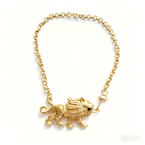 Schiaparelli perhiasan tidak pudar kuningan 18k berlapis emas Leo dari konstelasi liontin mode kalung kustom perhiasan - Product Image 5