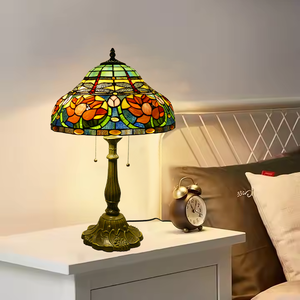 <span class=keywords><strong>Lampe</strong></span> de table de 16 pouces, <span class=keywords><strong>lampe</strong></span> de salon et de chambre à coucher de style rétro américain, <span class=keywords><strong>lampe</strong></span> de bureau en verre coloré luxueuse pour villa et hôtel - Product Image 1