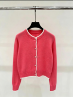 Pull cardigan en tricot à col rond et manches longues pour femme de haute qualité, style décontracté automne-hiver