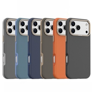 High quality strong magnetic carbon fiber mobile phone <b>case</b> for <b>iPhone</b> 17Air 16 15 14 13 12 shockproof PU back cover - Product Image 6