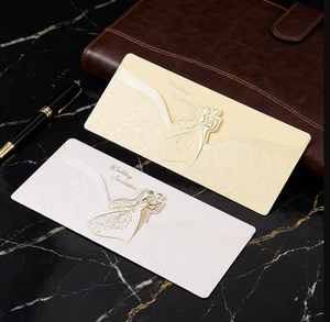 Tarjeta de Invitación de Boda de Lujo con Estampado Dorado y Sobre, Elegante Invitación de Matrimonio con Estampado en Relieve, Personalizable para Aniversario - Product Image 2