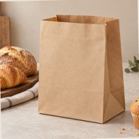 Sacs en papier kraft SOS imprimés sur mesure sans poignées pour café, emballage à emporter en kraft uni, vente en gros, approvisionnement B2B