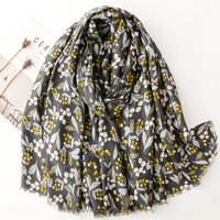 Écharpes en coton imprimées de fleurs, tendance, effet bronzant doré, foulards en coton pour la tête, châles de plage pour femmes, vente chaude