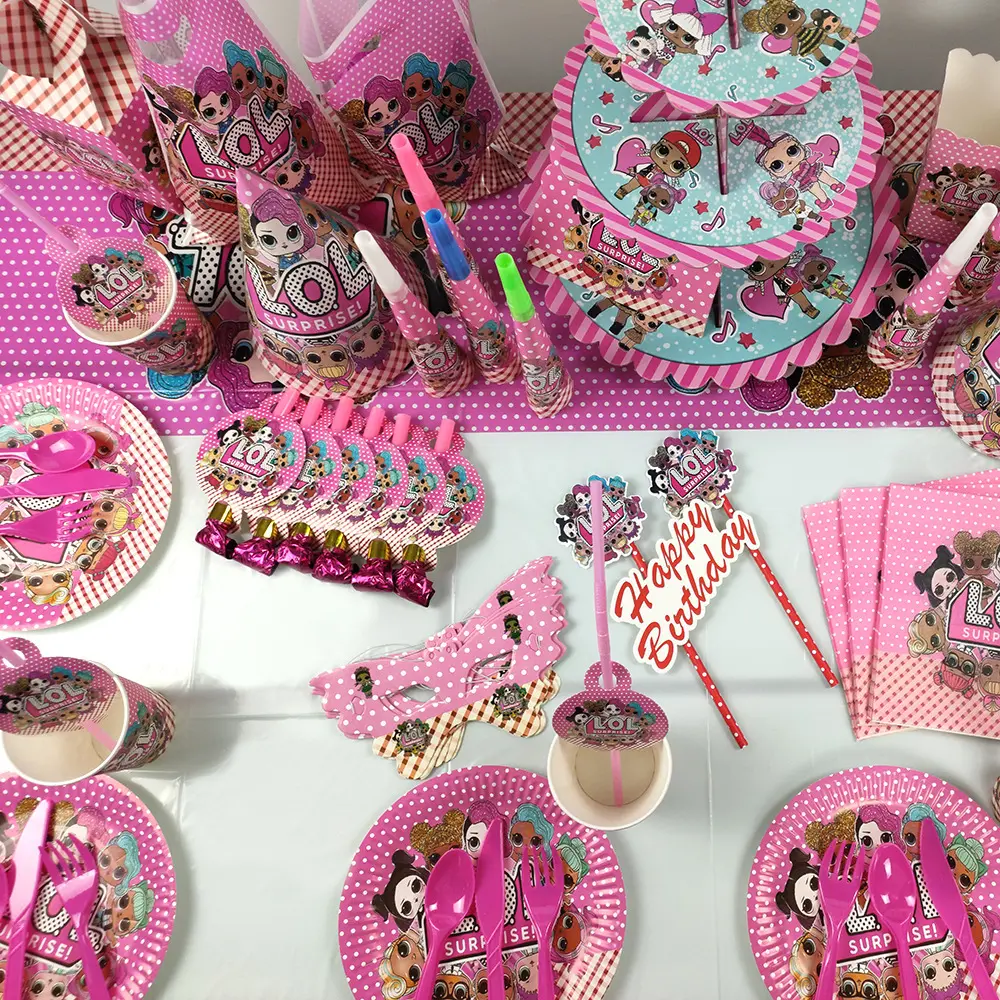 2020 새로운 소녀 핑크 테마 어린이 생일 파티 장식 용품 베이비 샤워 파티