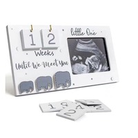 Elefanten-Design Schwangerschafts-Countdown Holz-Ultraschallbild-Rahmen Displaybox Wochen bis zum Babydienstag Sonogramm-Foto-Erinnerungsrahmen
