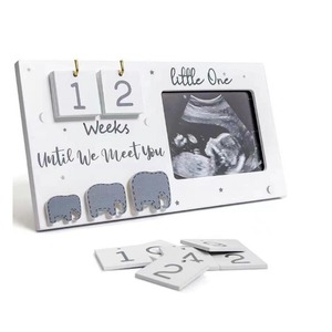 Cadre en bois pour échographie <span class=keywords><strong>de</strong></span> grossesse, design éléphant, compte à rebours jusqu'au naissance du bébé, cadre souvenir pour photo d'échographie - Product Image 3