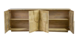 Buffet en bois massif naturel Paxton avec panneaux avant texturés et rangement spacieux - Product Image 2