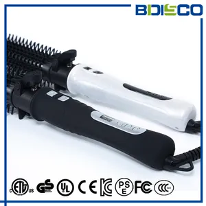 Preço por atacado Display LED 2 em 1 cabelo encrespador com pente Curling Wand girando o cabelo Curling Iron