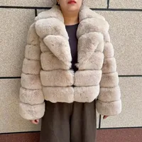 Nouvelle Veste Courte en Fausse Fourrure pour Femme, Col Large Tendance, Coupe Épaisse, Hiver, Douce et Moelleuse