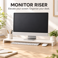 Penyangga Monitor Kayu Ergonomis Rak Penyimpanan Desktop dengan Laci untuk Komputer Laptop Meja Kantor