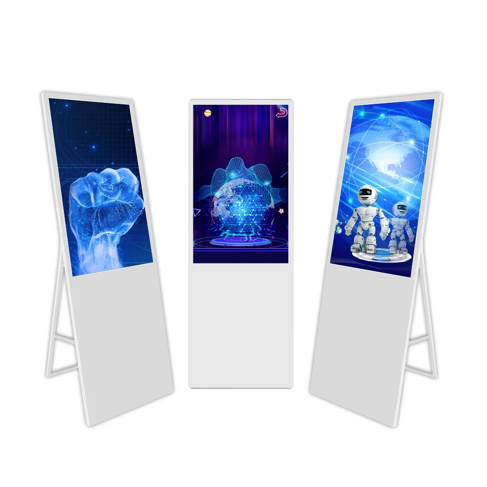 43 49 inch movable LCD advertising touch screen media 4k poster portable digital signage display digital totem