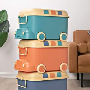 Boîte de rangement pour bébé en plastique écologique de 71 L, design moderne, jouets pour enfants, collations, poupées, livres, vêtements, bacs de rangement pour cochons - Product Image 4