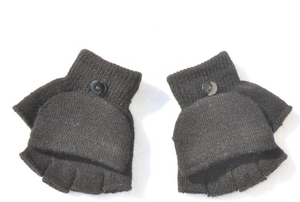 Guantes de invierno para niños, mitones convertibles para niños, guantes de medio Dedo de punto grueso con cubierta - Product Image 3
