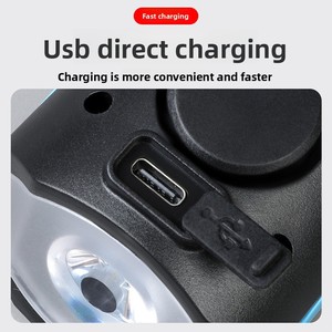 Phare de vélo LED avant deux-en-un avec klaxon, lampe torche rechargeable ultra-lumineuse et sonnette de VTT avec batterie 400 mAh - Product Image 3