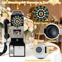 Livre d'or vidéo pour événements - Téléphone mural antique avec caméra pour photomaton de mariage, livre d'or vidéo pour mariage, téléphone de mariage