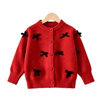 Ensemble cardigan tricoté style universitaire pour bébés filles automne-hiver, en fibre acrylique douce, pull à manches longues avec dentelle, tenue deux pièces