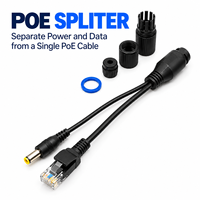 Câble répartiteur PoE passif étanche RJ45 mâle et DC mâle à passage direct pour caméra IP CCTV extérieure Power Over Ethernet