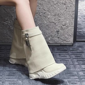 Women's <strong>Plain</strong> Round Toe Shape Thick Bottom Metal Lock Quick-dry Microfiber Winter <strong>Boots</strong> 2025 New Short Height Increasing - Product Image 6