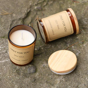 AIKUN Bougies en verre décoratives artisanales de haute qualité, personnalisées, senteurs d'automne, bougies en cire de soja parfumées bio avec couvercle en bois - Product Image 1
