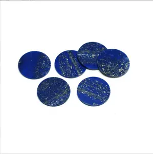 Precio al por mayor lazurita forma redonda disco doble moneda plana lapislázuli natural rebanada de disco