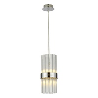 Suspension cylindrique moderne de luxe, luminaire suspendu en verre fait main avec cadre chromé, suspension LED simple pour îlot de cuisine et salle à manger