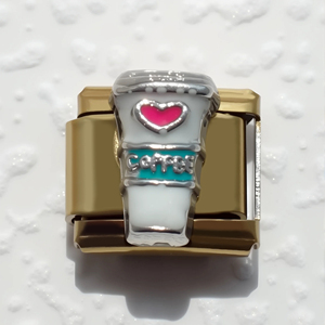 2025 vendita calda fai da te Charm italiani bracciale-caffè Hamburger ciliegio ciondoli 304 acciaio inox placcato oro 9mm gioielli alla moda - Product Image 6