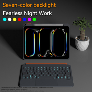 คีย์บอร์ดบลูทูธแบบหมุนได้ 360 องศา รุ่นบางเฉียบ สำหรับ <span class=keywords><strong>iPad</strong></span> <span class=keywords><strong>Pro</strong></span> <span class=keywords><strong>11</strong></span> รุ่นที่ 1 ปี 2018 พร้อมไฟแบ็คไลท์ 7 สี และแทร็คแพดในตัว - Product Image 5