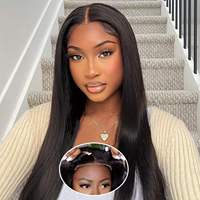 Perruque en cheveux naturels prête à porter, pré-épilée, avec dentelle HD, style Yaki lisse, nœuds blanchis, cheveux naturels vietnamiens, perruque frontale sans colle avec dentelle HD