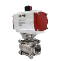Vanne à bille de contrôle d'air 2 voies 3 PCS 1000 WOG 304 en acier inoxydable avec rappel pneumatique à ressort actionné