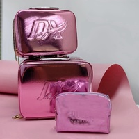 Private Label Grande trousse de maquillage de luxe Trousse de toilette étanche avec fermeture éclair et logo personnalisé Sac de rangement pour cosmétiques pour femmes
