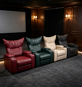 Sillón Reclinable Eléctrico de Cuero con Respaldo Alto, Sofá Individual Reclinable para Cine en Casa con Portavasos Integrados, Sillón con Patas de Metal - Product Image 5
