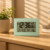 Digitale Radiouhr mit 12/24-Stunden-Anzeige, Wiederholungssignal, Temperatursensor, für Schreibtisch, Büro, Wohnzimmer, Außenbereich, niedliche Wanduhr