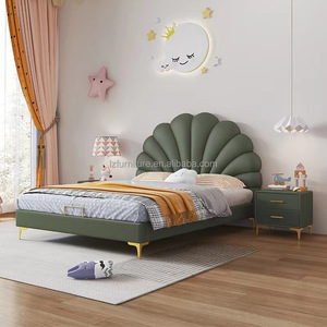 Lit de princesse moderne en bois massif, taille personnalisée, design en forme de coquille, avec fonctions de rangement convertibles, pour chambre d'hôtel et usage commercial - Product Image 4