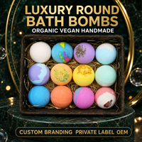 Bombes de bain rondes de luxe, biologiques, véganes, faites à la main, boules effervescentes pour spa, aromathérapie, coffret cadeau, personnalisation de la marque, étiquette privée, OEM