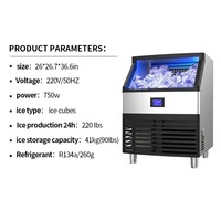 Machine à glaçons industrielle commerciale 40kg/24h Machine à glaçons pour entreprise à domicile, Machine à glaçons de type cube en ligne de nouveau style à vendre