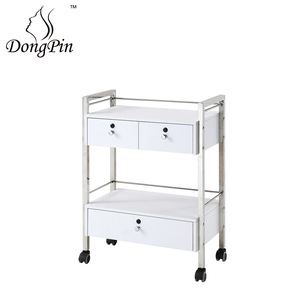 Dongpin Beauty Salon Trolley 64x40x87cm Double <b>Drawer</b> <b>Lockable</b> Mobile Cabinet With Wheels For Beauty Salon Use - Product Image 2