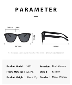 Lunettes de soleil classiques à monture carrée, verres miroir polarisés, unisexes, protection UV, lunettes de soleil tendance - Product Image 2