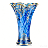 Vase de sol en cristal soufflé à la main, personnalisable, de luxe, avec design industriel, incrustation dorée, motif marbré en spirale, pour la décoration de la maison