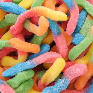 Revestidas de açúcar lanches sabor azedo gummy worms doces