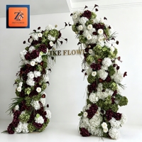 Arche de fleurs artificielles pour mariage, en soie, Anthurium, Hortensia, Orchidée, couleur Bourgogne, pour événements, fêtes, arrangements et décoration de toile de fond de mariage