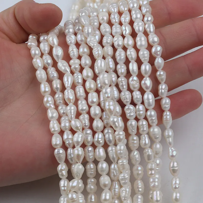 5-6mm natural freshwater pearl loose beads DIY jewelry rice pearl wholesale