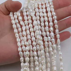 5-6mm manik-manik longgar mutiara air tawar alami perhiasan DIY mutiara beras grosir