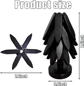 Sous-plats en bois pour plats chauds, ensemble <span class=keywords><strong>de</strong></span> sous-plats en forme d'arbre, 4 sous-plats en noyer + 1 support <span class=keywords><strong>de</strong></span> rangement, sous-<span class=keywords><strong>plat</strong></span> <span class=keywords><strong>de</strong></span> cuisine pliable en bois - Product Image 2