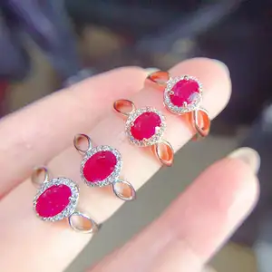 Wholesale Brand Couple 925 Sterling Silver Gold Plating Oval Cut Natural Ruby Custom Rings For Women